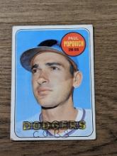 1969 Topps #47a Paul Popovich Los Angeles Dodgers Vintage Baseball Card