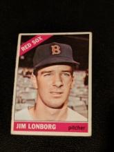 JIM LONBORG SIGNED AUTO VINTAGE 1966 Topps Baseball Card #93 BOSTON RED SOX