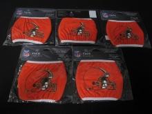 LOT OF 5 CLEVELAND BROWNS FACE MASKS NEW