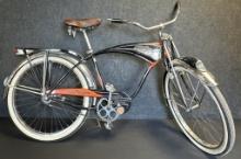 1950s Scwhinn Black Phantom 26" Deluxe Boys Bicycle w/ Locking Key