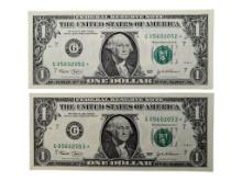 Lot of 2 - 2003 $1 Bills - Star Notes