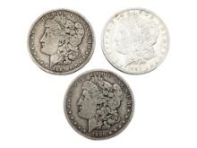 Lot of 3 Morgan Silver Dollars - 1889-O, 1890-O & 1889-O