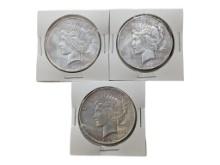 Lot of 3 Peace Dollars - 1923, 1923-S & 1922-D