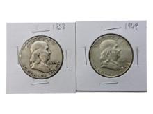 Lot of 2 Franklin Half Dollar - 1953-D & 1949-D