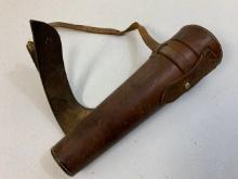 ANTIQUE BROWN LEATHER TELESCOPE OR MAP CASE