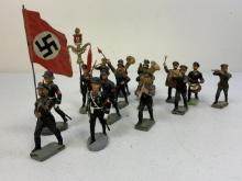 GERMAN NAZI PERIOD LINEOL / ELASTOLIN TOY SOLDIERS SS BLACK UNIFORMS BAND LOT OF 15