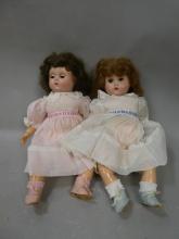 Pair Twin Vintage American Character Hard Plastic Head Rubber Body Dolls