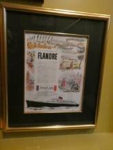 Original French Line Flandre Cruise Ship Framed Advertisement