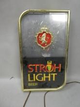 Vintage Stroh Light Beer Illuminated Prestige Back Bar Sign