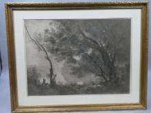Antique After Jean-Baptiste-Camille Corot Sprint B&W Print