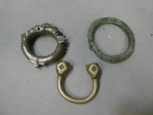 Lot 3 Antique Bangel Bracelets Ancient Bronze Jenne People Fulani Brass Banjara Tribe