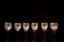 Set of 12 Black-Stemmed Wine Glasses
