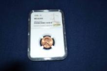 1958 1 Cent Graded Ms66rd By Ngc