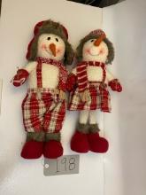Pair of Mr. & Mrs. Snowman Christmas Plush Decoration Standing 22 Tall