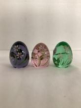 Three Fenton Signed Hand Painted Eggs