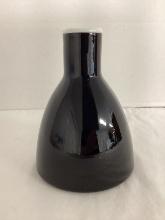 Black Art Glass Vase with White Rim
