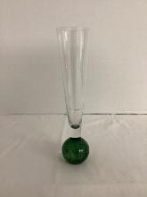 Bud Vase with Green Controlled Bubble Base