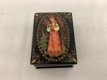 Russian Lacquered Hinged Lid Trinket Box