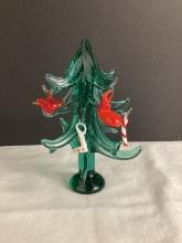 Art Glass Christmas Tree with Ornaments