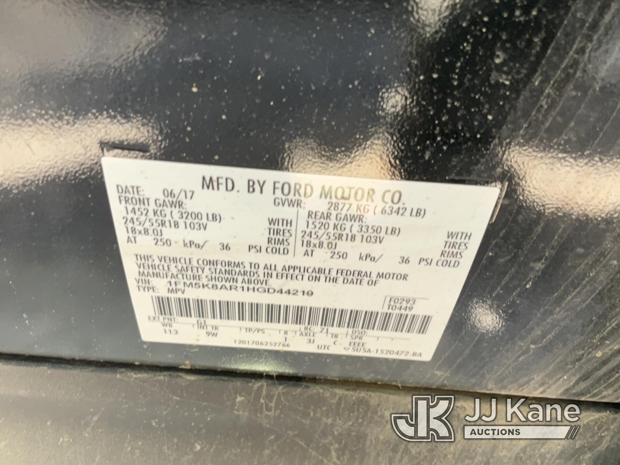 (Jurupa Valley, CA) 2017 Ford Explorer AWD Police Interceptor Sport Utility Vehicle Not Running , No