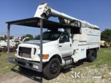 Altec LR756, Over-Center Bucket Truck mounted behind cab on 2013 Ford F750 Chipper Dump Truck Not Ru
