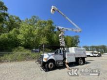 Altec LRV60-E70, Over-Center Elevator Bucket Truck mounted behind cab on 2012 Ford F750 Chipper Dump