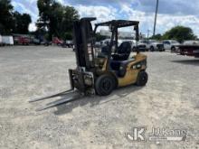 Caterpillar P5000, 4,000# Solid Tired Forklift Duke Unit) (Runs, Moves & Operates) (Body Damage
