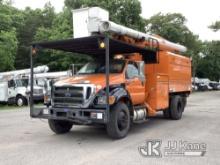 Altec LR756, Over-Center Bucket Truck mounted behind cab on 2015 Ford F750 Chipper Dump Truck Runs &