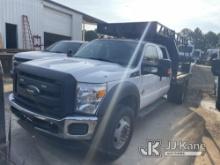 2013 Ford F550 4x4 Crew-Cab Flatbed Truck Runs & Moves) (Check Engine Light On, Body/Paint Damage) (