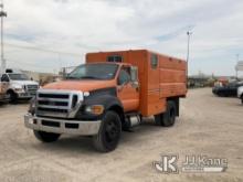 2012 Ford F750 Chipper Dump Truck Runs & Moves) (Service Engine Light On, Cracked Windshield, Body D