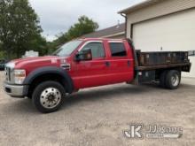 (Plover, WI) 2008 Ford F550 4x4 Crew-Cab Flatbed/Service Truck Runs & Moves
