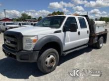 (Hawk Point, MO) 2012 Ford F550 4x4 Flatbed Reel Truck Runs, Moves, Operates)(Interior Seat Damage