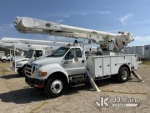 Altec AM55, Over-Center Material Handling Bucket Truck rear mounted on 2011 Ford F750 4x4 Utility Tr