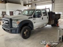 (Plover, WI) 2014 Ford F550 4x4 Crew-Cab Flatbed/Service Truck Runs) (Does Not Move.) ( Seller State