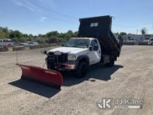 2005 Ford F550 4x4 Dump Truck Runs Moves & Dump Operates, Body & Rust Damage, Plow Control In Office