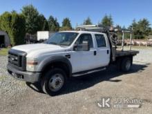 2008 Ford F550 4x4 Crew-Cab Flatbed Truck Runs & Moves) (Check Engine Light On