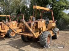 (Sparta, MI) 1989 Case 760 Rubber Tired Trencher Starts, Runs) (unknown hours as guage appears non-w