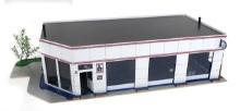 Model Mobil Oil Station Building, 3 Bay Pre-fab Enameled Panel Style, No Si