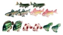 Salt & Pepper Shakers (6 Sets) Fish, Unmarked/made In Japan, Ceramic, Vg To