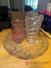 2- decorative vases and platter