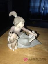 LLADRO girl with dog figurine no box
