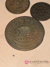 small assortment foreign coins