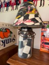 Rusty Wallace Lamp, box of miscellaneous small items