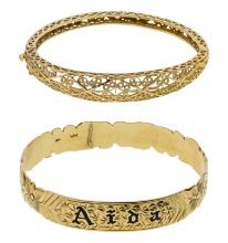 14k Yellow Gold Hinged Bangle Bracelets