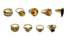 10k Yellow Gold and Gemstone Ring Assortment