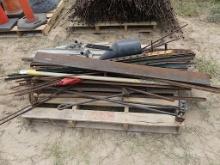 Pallet of T-posts, Rebar, Barbed Wire and other misc items