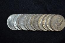 10 - 1960s Franklin Half Dollars; Avg. Circ.; 10xBid