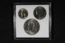 1976 Three Coin Set w/Display Holder