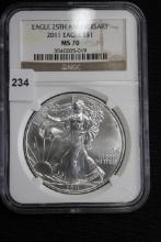 2011 American Eagle 25th Anniversary S$1; NGC MS70