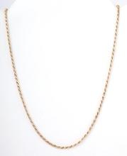 14K YELLOW GOLD ROPE CHAIN NECKLACE 18 INCH